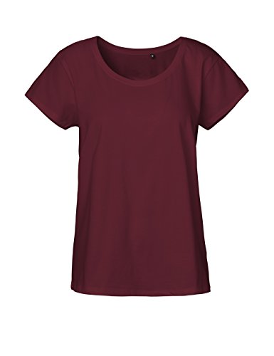 Green Cat Ladies Loose Fit T-Shirt, 100% Bio-Baumwolle. Fairtrade, Oeko-Tex und Ecolabel Zertifiziert, Textilfarbe: Bordeaux, Gr.: M