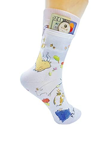 Image of Zipper Sock Wallet - Cotton & Polyester Zipper Socks with Pockets - Fits shoe size 6-13