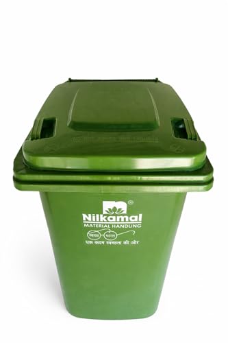 Image of Nilkamal Manual-Lift Garbage Waste Dustbin with Wheels (240 LTR, Green)