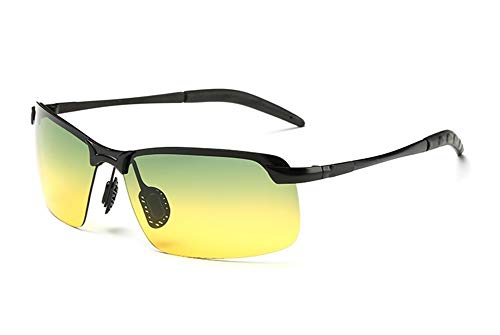 Baselay Men's HD Day Night Vision Glasses for Driving - Premium Polarized UV400 Anti-Glare Rainy Safty Sunglasses (Black)