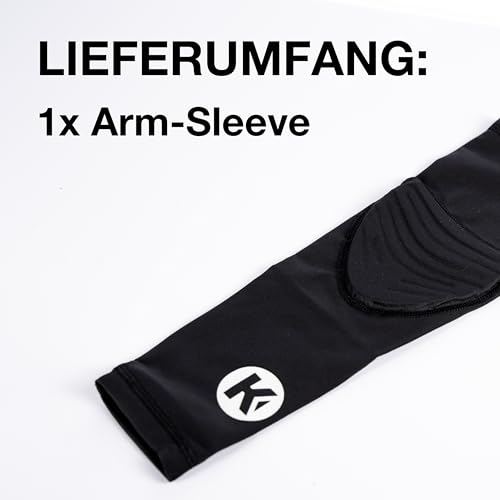 Kempa Arm-Sleeve gepolstert, Arm-Bandage mit Ellenbogen-Schoner für Handball, Volleyball & Co, Armling, unisex für Damen, Herren, Jugendliche, Kinder, schwarz/Weiß