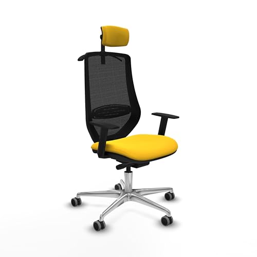 Piqueras y Crespo Silla de rodachines para Oficina Mardos con Respaldo Fijo, cabecero 2D, Apoyo Lumbar 1D, Brazos 1D, Mecanismo Sincro/Traslack, Uso 24 Horas, Peso máximo 120 Kg