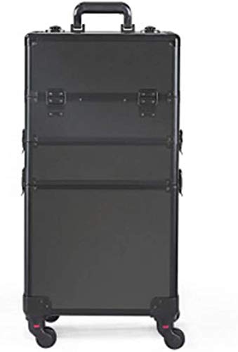 ADSON Professional Jumbo Vanity For Multi Function Artist Rolling Trolley Makeup Box Beauty Train Case Cosmetic Organizer (Full Black, 10 C) 2