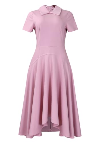 Image of Women A-Line Long Dress Polo Collared Short Sleeve Plus Size Casual Dresses Flared Swing Dress Elegant Maxi Dresses