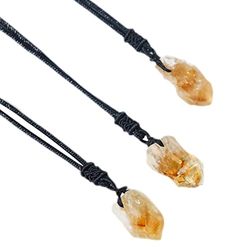 richao Citrin Heilkristalle Stein Halskette, unregelmäßiger rauer gelber Quarz Raw Rock Edelstein Topas Anhänger Halsketten Schmuck, Geschenke für Frauen Mädchen Freundin, Naturstein und Mineralien Cover