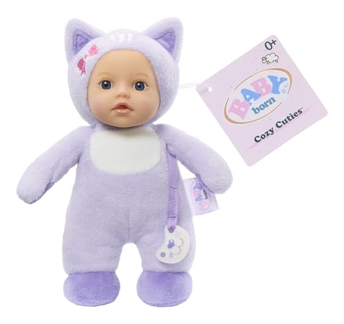 Baby Born Cozy Cuties Soft Baby Doll- Cat with Blue Eyes, Plush Baby Doll for Newborn Babies Ages 0 & Up