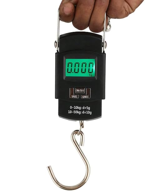Qwid Luggage Weighing Machine Electronic Balance Portable Hook Digital Hanging with Backlite LCD Display Screen, Weight upto 50 Kg (Black, Pack of 1)-picture-18