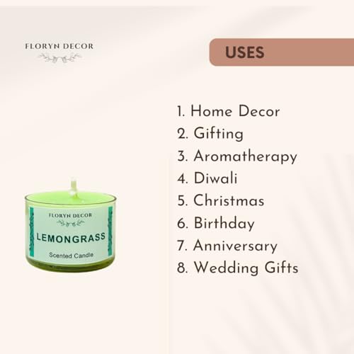Image of Floryn Decor Small Scented Candles Gift Set for Home Decor | Non-Breakable and Reusable Jars | Perfect Return Gift | Fragrances - Lavender, Rose, Vanilla, Jasmine, Sandalwood, Lemongrass (6)