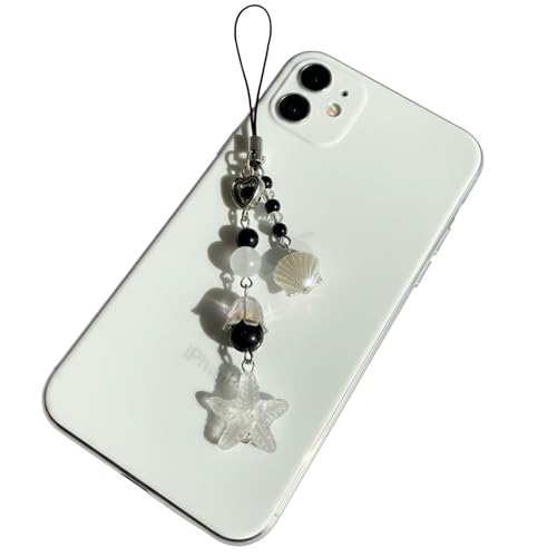 Image of SNOWY SHOP Korean Silver Bow Phone Charm - Cute Heart & Starfish Pendant | Aesthetic Korean Mobile Chain, Bag Hanging & Keychain Jewelry for Girls & Women