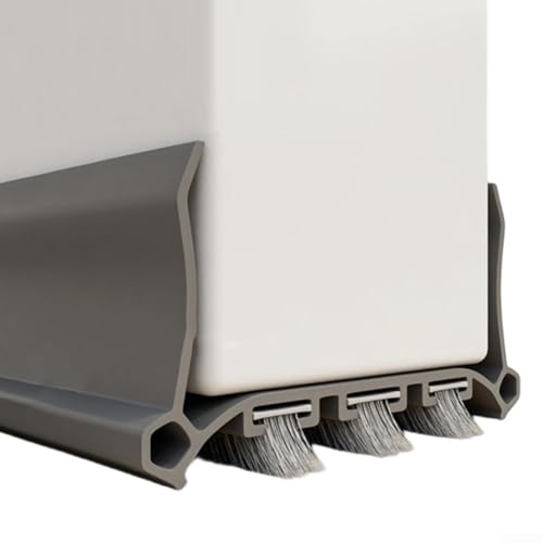 Bande d'étanchéité de bas de porte à trois couches avec brosse, coupe-vent et insonorisante pour portes intérieures de 55 mm (gris)