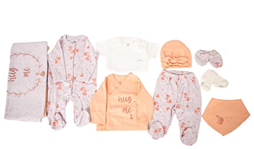 Hug Me Newborn Baby Flamingo Clothing Set (9-piece set, 100% Organic Cotton)
