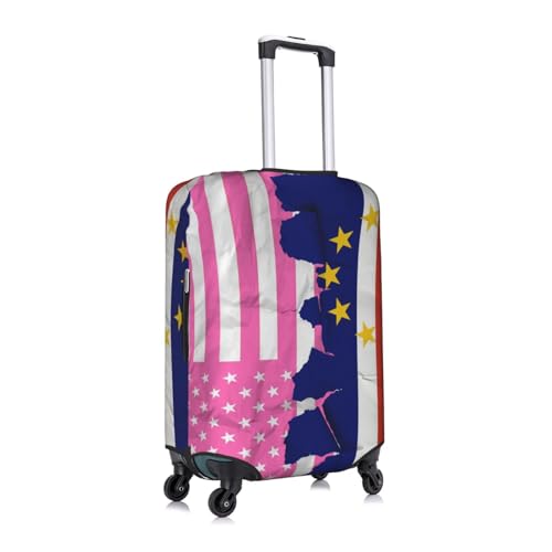 Cape Verde Verdean and America Flag Pink Universal Stretch Suitcase Cover Carry On Luggage Sleeve Anti Scratch Travel Baggage Protector for Unisex Women Travel X-Large3