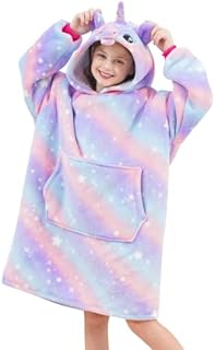 Girls Oversized Unicorn Hoodie Warm Sherpa Fleece Hooded Sweatshirt
