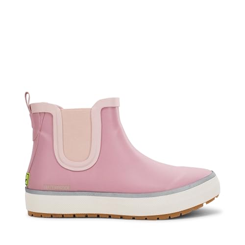 Image of Western Chief Womens Waterproof Element Chelsea Rain Boots | Ladies pull on ankle boot with reflective details, cushioned insole, and traction outsole for wet weather and casual wear.