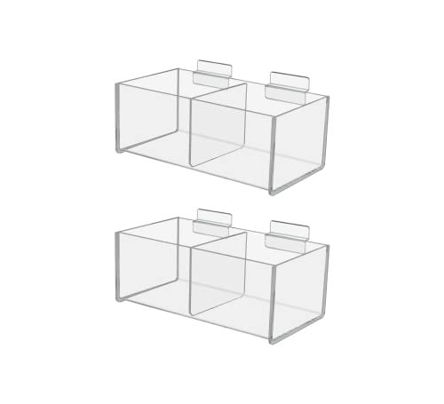 Marketing Holders 2 Pack Slatwall Acrylic Retail Tray Two Compartment 8.25
