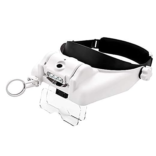 HunterBee LED Headlight Head-Mounted Magnifying Glass Glasses Sun Visor Hands-Free Magnifying Glass|for Close Work,Sewing,Craft Production,Reading&Painting,Maintenance,Jewelry Identification,Welding