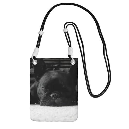 EdWal Borsa a tracolla da donna, con stampa di bulldog francese, mini portafogli per telefono, grazioso portafoglio per telefono, regalo per escursioni e viaggi, Nero , Taglia unica