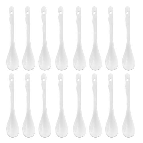 5-inch White Teaspoons Small Mini Dessert Spoons Tasting Spoons for Chefs Tea Coffee Spoons Set of16 Perfect for Mugs and Coffee Cups