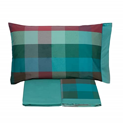 Gabel Set di Lenzuola da Letto Completo Lenzuolo Piazza e Mezza Francese Wilson Ottanio 3 Pezzi Queen Cotone Ipoallergenico