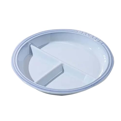 Plato para controlar las porciones, ideal para una alimentación equilibrada, nutrición y pérdida de peso. Plato ideal para adultos con secciones, de cerámica texturizada con relieve degradado (azul).