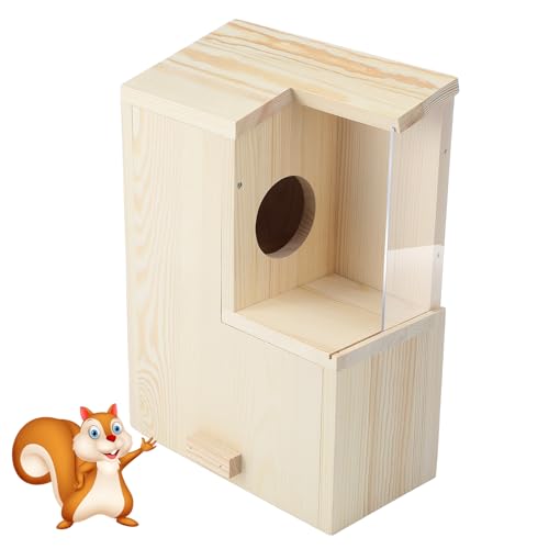 GlikCeil 1 Set Large Squirrel Nesting Box Wooden Squirrel Family House for Outside with Screws Pine with Coating Hanging Winter House for Outdoor Garden Shelter Breeding Living, 15 x11 x 6