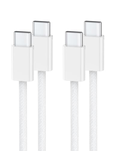 iPhone 15 Charger Cable 60W, USB C to USB C Fast Charging Cable Braided [2-Pack/2M] for iPhone 15,15 Plus,15 Pro,15 Pro Max,iPad,iPad Pro,iPad Air,iPad Mini,MacBook Air,MacBook Pro,Type C Cable