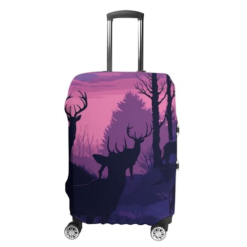 Deer Silhouette Luggage Cover, Washable Elastic Suitcase Cover Protector Fit 18-32 Inch Luggage