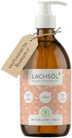 Wolfsbacher Natur Lachsöl Plus mit Algenöl für Hunde & Katzen 500 ml | Doppelte Omega-Kraft für den Napf: Lachsöl und Algenöl mit natürlichem EPA & DHA für Hunde & Katzen