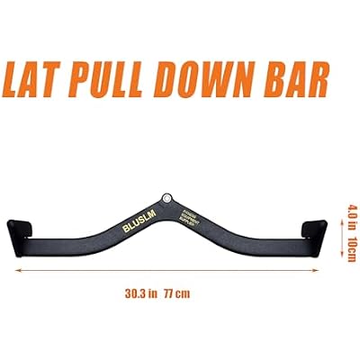 BLUSLM LAT Pull Down Bar for Cable Machine, LAT Pulldown Attachments T-bar V-bar Cable Attachment for Gym, Back Tricep Strength Training Handle