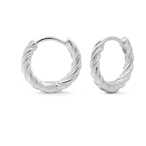 Boma Jewelry Sterling Silver Braided Texture Hoop Earrings, 1/2 Inch