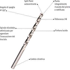 Punta HSS extra lunga 3gr. | codolo cilindrico