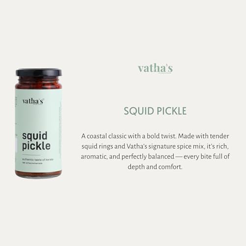 Image of Vathas Squid Pickle | Traditional Kerala Style Koonthal Achar | Spicy & Tangy Seafood Pickle | Homemade Taste | No Artificial Preservatives | 225g