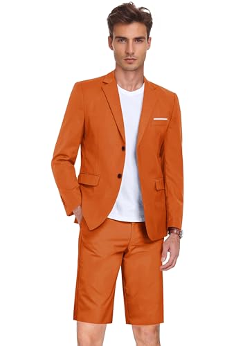Men's 2 Piece Shorts Suit Slim Fit Suits Tuxedo for Summer Beach Wedding Prom Groom Blazer and Short Pants Set