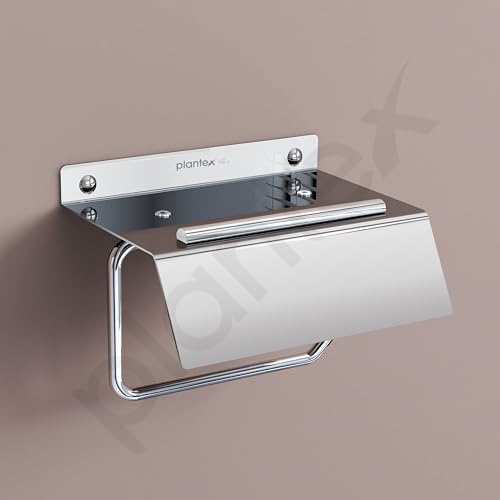 Image of Plantex Stainless Steel Toilet Paper Holder /Toilet Paper Roll Holder /Tissue Paper Roll Holder with Mobile Stand for Bathroom Accessories - (Chrome)
