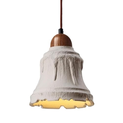 Salon suspension lampe en bois et béton ciment au style vintage français rétro