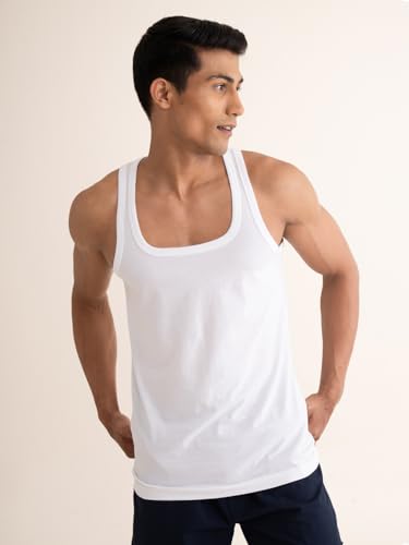 Image of DAMENSCH Neo-Cotton, Anti-Bacterial, Square Neck, Shape Retaining Vest, 100% Cotton Banyan for Men, Buttery Soft Inner Baniyan