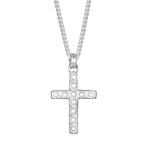 Collier homme argent 925 Kuzzoi : offrez un bijou croix et perles de verre pour une occasion unique