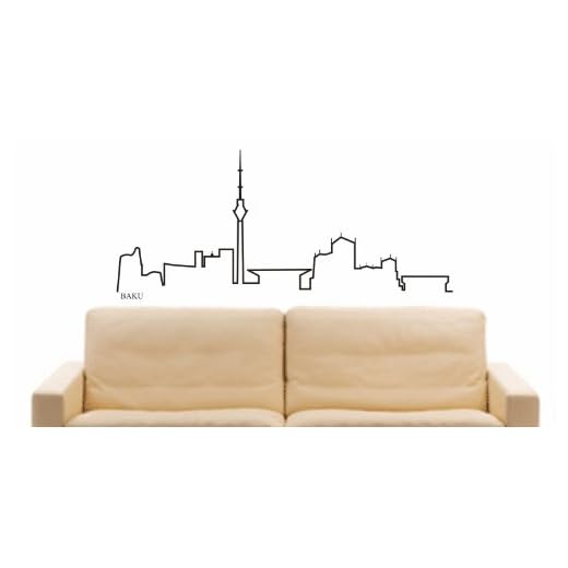 Väggklistermärke e520 huvudstad – Baku (Azerbajdzjan) design 4 – 180 x 79 cm – svart
