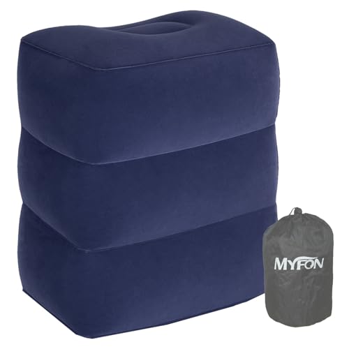 Inflatable Travel Foot Rest Pillow, Adjustable Height Leg Rest Pillow for Cars, Home, Office, Trains, Airplane, Make a Flat Bed for Baby, Kids, Toddlers, Blue, 1 Pack