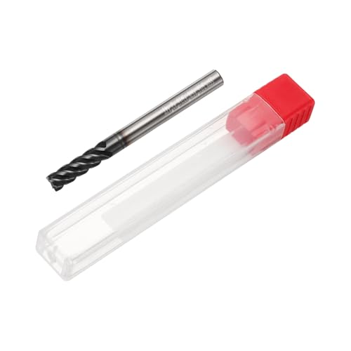 Image of HARFINGTON Carbide Square Nose End Mill Bit 3 /16 inch Cut Dia 4 Flutes TiAlN Coated Milling Cutter for Hardened Steel Metal (3 /16 inch Shank 5 /8 inch Cut Length 2 inch Long 45 Degree HRC49-51)