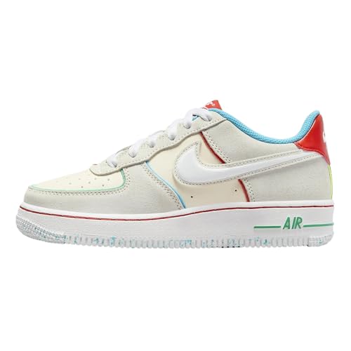 Nike Big Kid's Air Force 1 LV8 2 BG Pale Ivory/White-Picante Red (FQ8350 110) - 5.5