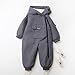 Children's Fashion Snowsuit Thicken Plush Fleece Lined Jumpsuit Boys Girls Winter Warm Hooded Jacket (Grey, 4-5 Years)