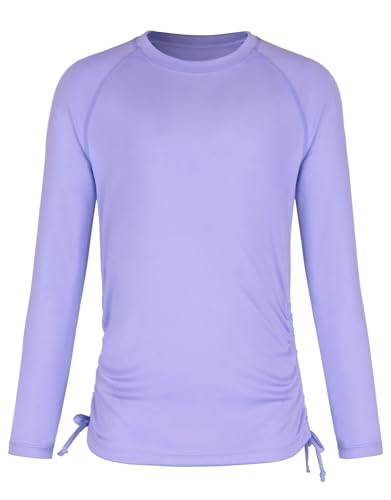 beautyin Rash Guard for Girls Long Sleeve Swim Shirt UPF 50+ Sun Protection Teen Girls Swimsuit Athletic Shirts 7-16Y Purple