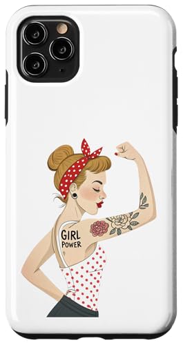 Punk Girl Power Feminista Retro Art Rosie Riveter Tatuaje Carcasa para iPhone 11 Pro Max