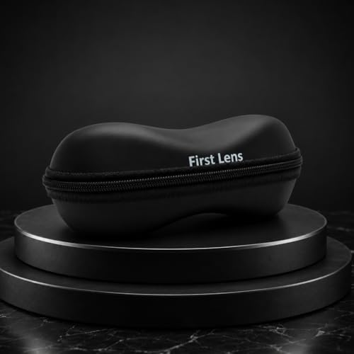 Image of First Lens Sunglasses Case, Portable Triangular Foldable Eyeglass Case, Hard Shell Protective Eyewear Holder for Men and Women
