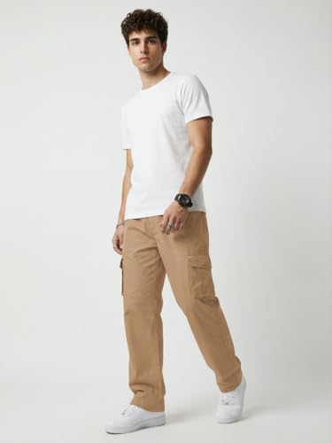 Image of Leriya Fashion Men Cargo Pants | 6 Pocket Cotton Cargo Joggers for Men | Loose Fit Stylish Pant with Pockets | Casual Baggy Trousers & Streetwear Lower (Available in Plus Size)