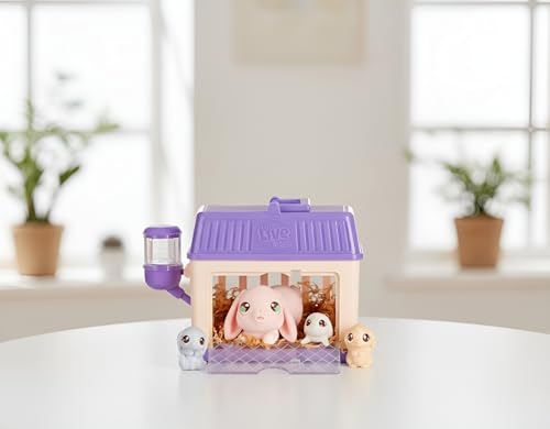 Little Live Pets Mama Surprise Minis Bunny, Care for Your Mama Hamster or Mama Bunny in Their Hutch to Reveal 2, 3, or 4 Mini Babies
