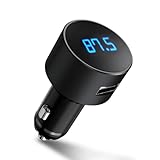 ISORA Bluetooth FM Transmitter for Car, Minimalist Design, Mechanical Press & Rotate Metal Material, Handsfree Call, USB Music Playback, Universal 12V/24V – Matte Black