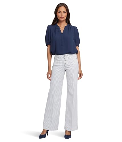 NYDJ Women's Teresa Wide Leg Button Fly Jeans in Palencia Stripe
