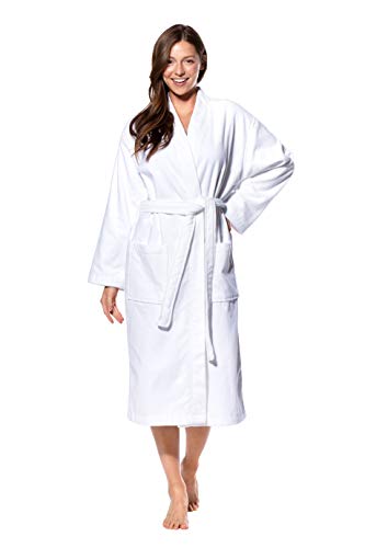 Terry Cloth Robes for Women and Men 100% Turkish Cotton Kimono Womens Robe Mens Bathrobe | White Velour, XX-Large (White Velour, Large/XL (One Size))